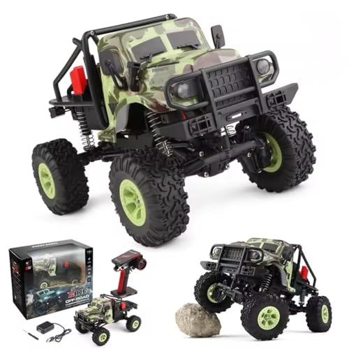 Meiurlex 1:18 RC Autos 4WD Offroad Rock mit LED-Leuchten, 2,4 GHz Ferngesteuertes Kletterfahrzeug, Hochgeschwindigkeits 9KM/H Geländewagen Kletterbuggy RTR für Erwachsene von Meiurlex