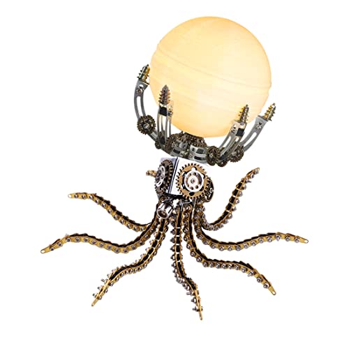 Meiurlex 3D Metall Puzzle Mechanische Octopus Modell Bausatz mit LED Lampe, 1060 Teile Metall Steampunk Puzzle DIY Laserschnitt Modell Dekorationen Geschenk für Erwachsene Kinder von Meiurlex