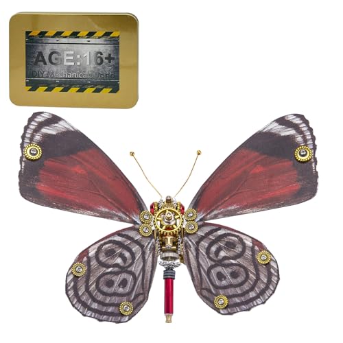 Meiurlex 3D Metall Puzzle Schmetterling Bausatz, 150 Teile Diaethria Anna Mechanisches Butterfly 3D Puzzle Metall Modell Laserschnitt Steampunk Spielzeug für Erwachsene Kinder von Meiurlex