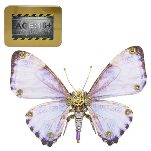 Meiurlex 3D Metall Puzzle Schmetterling Bausatz, 150 Teile Morpho Mechanisches Butterfly 3D Puzzle Metall Modell Laserschnitt Steampunk Spielzeug für Erwachsene Kinder von Meiurlex