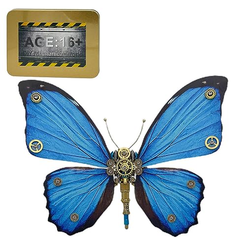 Meiurlex 3D Metall Puzzle Schmetterling Bausatz, 150 Teile Morpho Menelaus Mechanisches Butterfly 3D Puzzle Metall Modell Laserschnitt Steampunk Spielzeug für Erwachsene Kinder von Meiurlex