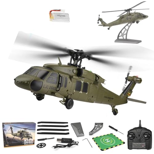 Meiurlex K170 Ferngesteuerte Hubschrauber für Erwachsene, UH60L Black Hawk RC Helicopter 4CH 6-Achsen Gyro Brushless Motor RC Militärhubschrauber Spielzeug Geschenk RTF von Meiurlex