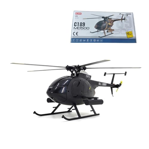 Meiurlex MD500 C189 RC Helicopter, 1/28 Little Bird Einzelrotor RC Helikopter Modell mit 6-Achsen-Gyroskop, Outdoor RC Flugzeuge Spielzeug für Anfänger (RTF Version) von Meiurlex