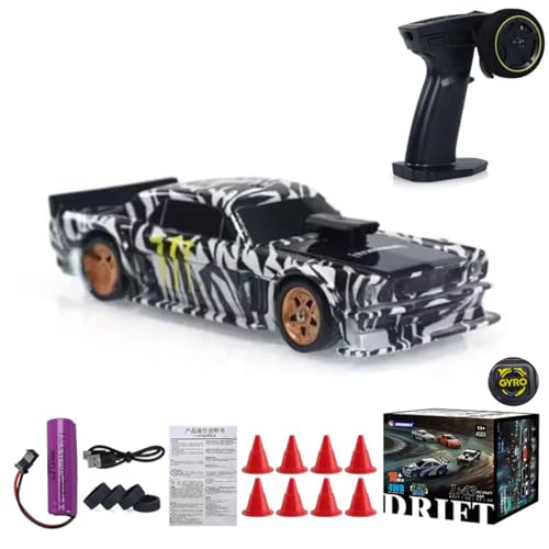 Meiurlex Mini RC Drift Car, 1:43 2,4G Vollproportionales 4WD Mini RC Auto mit LED Leuchten, 15 km/h RC Ferngesteuertes Rennauto Spielzeugauto für Erwachsene (Gyro Version) von Meiurlex