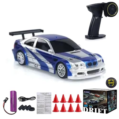 Meiurlex Mini RC Drift Car, 1:43 2,4G Vollproportionales 4WD Mini RC Auto mit LED Leuchten, 15 km/h RC Ferngesteuertes Rennauto Spielzeugauto für Erwachsene (Gyro Version) von Meiurlex