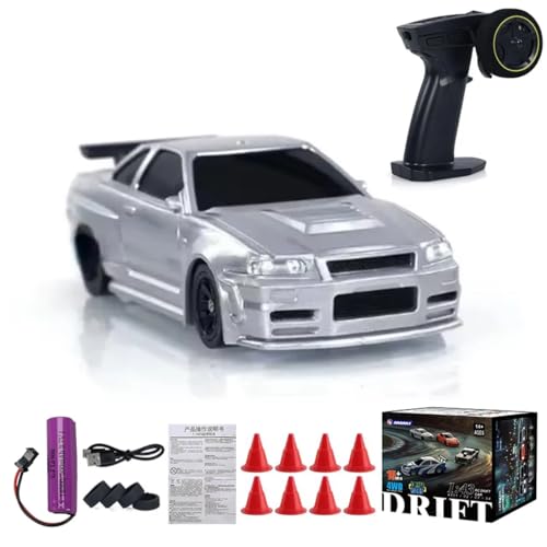 Meiurlex Mini RC Drift Car, 1:43 2,4G Vollproportionales 4WD Mini RC Auto mit LED Leuchten, 15 km/h RC Ferngesteuertes Rennauto Spielzeugauto für Erwachsene (RTR Version) von Meiurlex