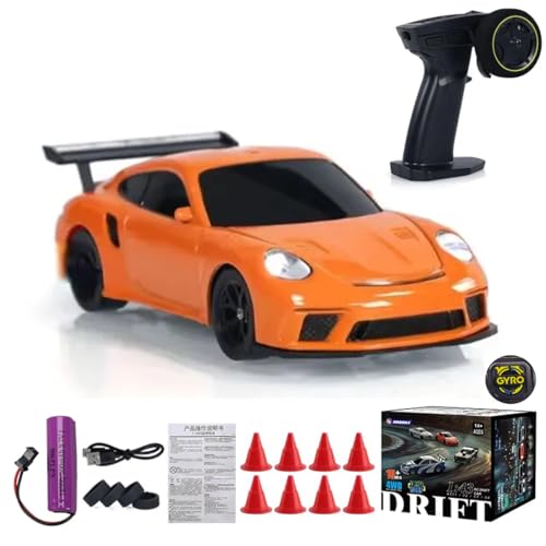 Meiurlex Mini RC Drift Car, 1:43 2,4G Vollproportionales 4WD Mini RC Auto mit LED Leuchten, 15 km/h RC Ferngesteuertes Rennauto Spielzeugauto für Erwachsene (RTR Version) von Meiurlex