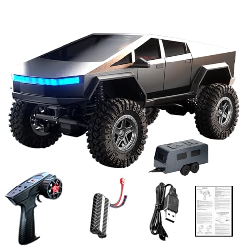 Meiurlex 𝐍𝐄𝐔 Ferngesteuertes Geländefahrzeug mit Anhänger, 2,4 GHz Fernbedienung 4WD Off-Road Pick-up Truck RC Auto Fahrzeuge für Kinder und Erwachsene von Meiurlex