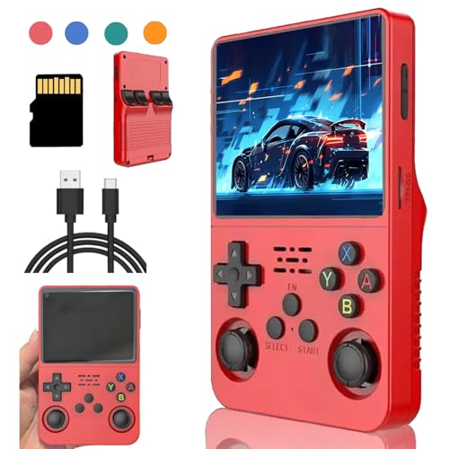 Meiurlex R36S Handheld Arcade Spielkonsole 128G TF Karte mit 20000+Spiele, 3,5-Zoll RK3326 Linux Tragbarer Retro Handheld Videospie Emulator Spielzeug Geschenk für Jungen Mädchen Erwachsene von Meiurlex