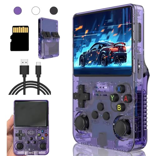 Meiurlex R36S Handheld Arcade Spielkonsole 64G TF Karte mit 15000+Spiele, 3,5-Zoll RK3326 Linux Tragbarer Retro Handheld Videospie Emulator Spielzeug Geschenk für Jungen Mädchen Erwachsene von Meiurlex