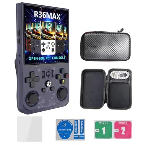 Meiurlex R36S 𝐔𝐩𝐠𝐫𝐚𝐝𝐞 𝐍𝐞𝐮 - R36MAX Handheld Spielkonsole 128G TF Karte 22000+Spiel, 4,0-Zoll IPS Bildschirm Linux System Tragbarer Retro Player Emulatoren von Meiurlex