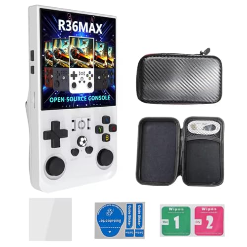 Meiurlex R36S 𝐔𝐩𝐠𝐫𝐚𝐝𝐞 𝐍𝐞𝐮 - R36MAX Handheld Spielkonsole 128G TF Karte 22000+Spiel, 4,0-Zoll IPS Bildschirm Linux System Tragbarer Retro Player Emulatoren von Meiurlex