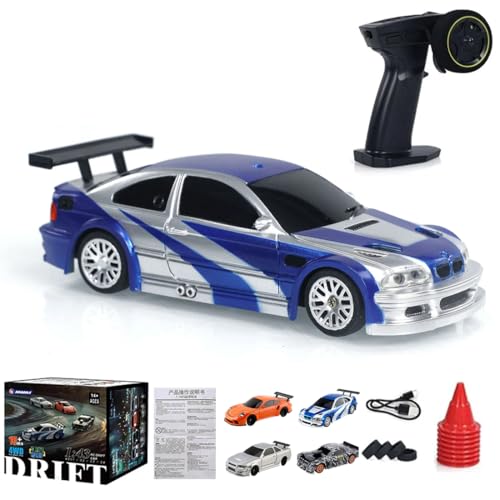 Meiurlex RC Drift Car mit Lichtern, 1:43 Ferngesteuertes Drift Auto 2,4G Voll Proportionales 15km/h Mini RC Racing Drift Auto Spielzeug Geschenk für Erwachsene Kinder von Meiurlex