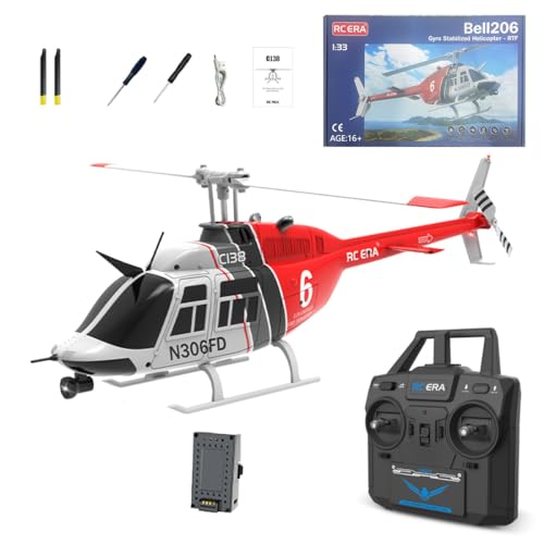 Meiurlex RC ERA C138 206 RC Helikopter, 2,4G 6CH Ferngesteuerter Hubschrauber mit Höhenhaltung, Optische Flusspositionierung, Tastendruck Start/Landung (1/30 Maßstab) von Meiurlex