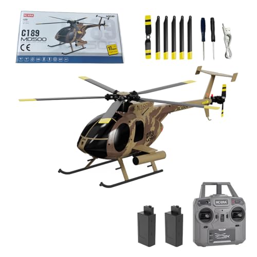 Meiurlex RC ERA MD500 C189 RC Helikopter mit 6-Achsen Gyro, 1/28 Little Bird Aircraft 2,4G 4CH Einrotor-Fernsteuerungs Hubschrauber, Start/Landung mit Einer Taste von Meiurlex