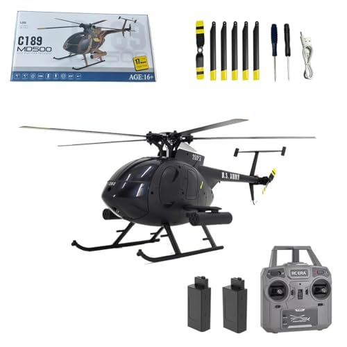 Meiurlex RC ERA MD500 C189 RC Helikopter mit 6-Achsen Gyro, 1/28 Little Bird Aircraft 2,4G 4CH Einrotor-Fernsteuerungs Hubschrauber, Start/Landung mit Einer Taste von Meiurlex