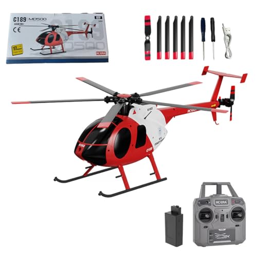 Meiurlex RC ERA MD500 C189 RC Helikopter mit 6-Achsen Gyro, 1/28 Little Bird Aircraft 2,4G 4CH Einrotor-Fernsteuerungs Hubschrauber, Start/Landung mit Einer Taste von Meiurlex