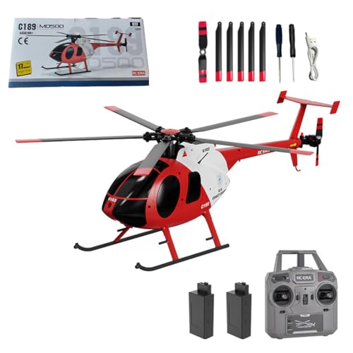 Meiurlex RC ERA MD500 C189 RC Helikopter mit 6-Achsen Gyro, 1/28 Little Bird Aircraft 2,4G 4CH Einrotor-Fernsteuerungs Hubschrauber, Start/Landung mit Einer Taste von Meiurlex