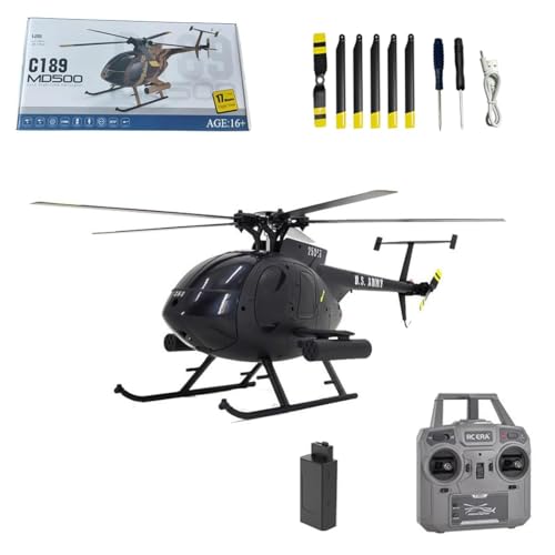 Meiurlex RC ERA MD500 C189 RC Helikopter mit 6-Achsen Gyro, 1/28 Little Bird Aircraft 2,4G 4CH Einrotor-Fernsteuerungs Hubschrauber, Start/Landung mit Einer Taste von Meiurlex