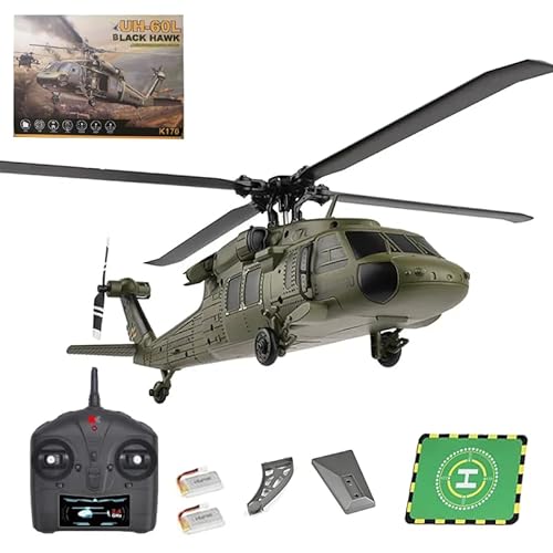 Meiurlex RC Hubschrauber für Erwachsene, K170 UH-60L Fernsteuerungs Helikopter Brushless 4-Kanal 6G 6-Achsen Gyro RTF Flugzeug Abheben/Landen mit Einer Taste von Meiurlex