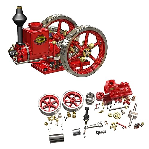 Meiurlex Retrol HM-01 Verbrennungsmotor Modell, 7CC 4-Takt Stationärmotor Horizontales Metall Motor Modellbausatz, Hit and Miss Engine Motor Experiment Spielzeug (KIT Version) von Meiurlex