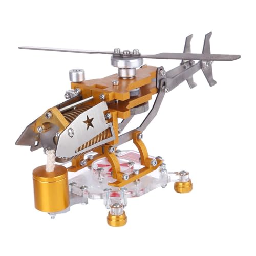 Meiurlex Stirlingmotor Hubschrauber Modell, Metall Horizontales Einzylinder Vakuum Stirling Modellspielzeug für Erwachsene von Meiurlex