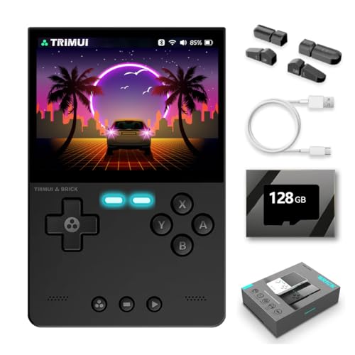 Meiurlex TRIMUI Brick Handheld Spielkonsole mit 128G TF Card, 3,2-Zoll IPS Bildschirm Linux Allwinner A133P Retro Arcade Videospiel Emulator Geschenke Spielzeug für Kinder Erwachsene von Meiurlex