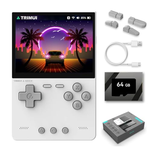 Meiurlex TRIMUI Brick Handheld Spielkonsole mit 64G TF Card, 3,2-Zoll IPS Bildschirm Linux Allwinner A133P Retro Arcade Videospiel Emulator Geschenke Spielzeug für Kinder Erwachsene von Meiurlex