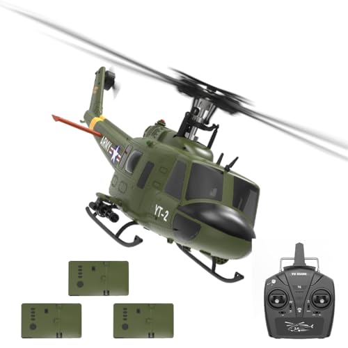 Meiurlex YUXIANG F07 UH-1D RC Hubschrauber für Erwachsene, 1/34 6CH Bürstenloses Direktantriebs Helikopter Modell mit 6-Achsen-Gyro, 3D/6G RC-Flugzeug Modell Spielzeug (3 Akku) von Meiurlex