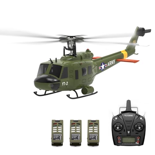 Meiurlex YUXIANG F07-V UH1D RC Helicopter, 1/34 Scale 6CH 2.4GHz Remote Control Aircraft Model, 3D/6G Brushless Direct-Drive Flybarless Military Helicopter for Adult - RTF von Meiurlex