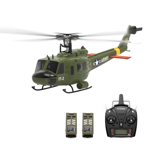 Meiurlex YUXIANG F07-V UH1D RC Helicopter, 1/34 Scale 6CH 2.4GHz Remote Control Aircraft Model, 3D/6G Brushless Direct-Drive Flybarless Military Helicopter for Adult - RTF von Meiurlex