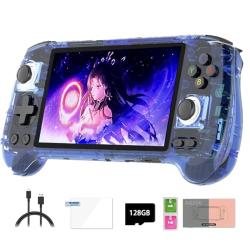 RG556 Retro Handheld Spielkonsole 128G+128G Karte 4000+Spiele, 5,48-Zoll Touch AMOLED Bildschirm Unisoc T820 Android 13 Videospiele Player für Erwachsene Kinder & Jungen von Meiurlex