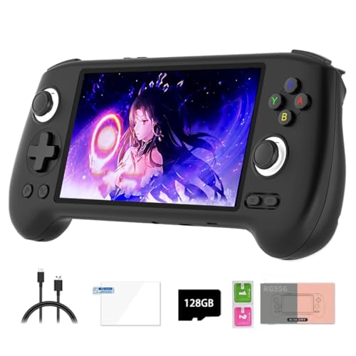 RG556 Retro Handheld Spielkonsole 128G+128G Karte 4000+Spiele, 5,48-Zoll Touch AMOLED Bildschirm Unisoc T820 Android 13 Videospiele Player für Erwachsene Kinder & Jungen von Meiurlex