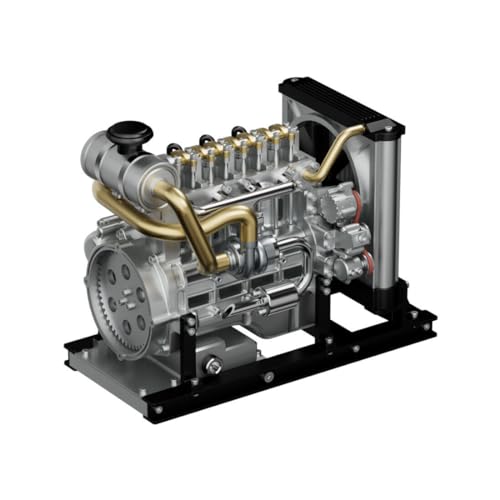 TECHING Metall L4 Diesel Motor Bausatz, 1/10 OHV-Inline Vierzylinder Dieselmotor Modell mit Kühlsystem, Mini Verbrennungsmotor Modell für Erwachsene (300+ Teile) von Meiurlex