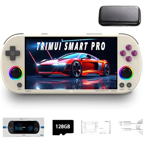 TRIMUI SMART PRO Handheld Spielkonsole 128G TF Card mit 12,700+Spielen, 4,96-Zoll IPS Bildschirm Linux A133P Retro Arcade Videospiel Emulator (Mit Case) von Meiurlex