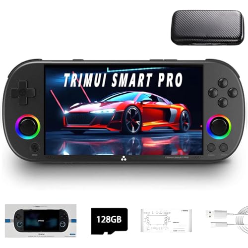 TRIMUI SMART PRO Handheld Spielkonsole 128G TF Card mit 12,700+Spielen, 4,96-Zoll IPS Bildschirm Linux A133P Retro Arcade Videospiel Emulator (Mit Case) von Meiurlex