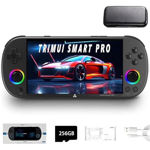 TRIMUI SMART PRO Handheld Spielkonsole 256G TF Card mit 14,300+Spielen, 4,96-Zoll IPS Bildschirm Linux A133P Retro Arcade Videospiel Emulator (Mit Case) von Meiurlex