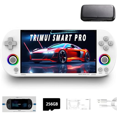 TRIMUI SMART PRO Handheld Spielkonsole 256G TF Card mit 14,300+Spielen, 4,96-Zoll IPS Bildschirm Linux A133P Retro Arcade Videospiel Emulator (Mit Case) von Meiurlex