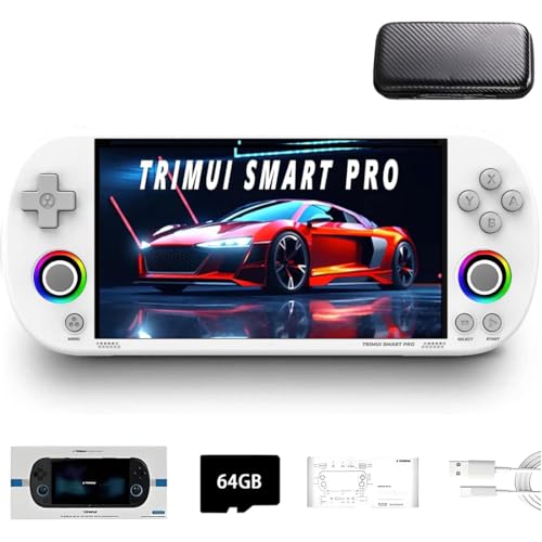 TRIMUI SMART PRO Handheld Spielkonsole 64G TF Card mit 12,000+Spielen, 4,96-Zoll IPS Bildschirm Linux A133P Retro Arcade Videospiel Emulator (Mit Case) von Meiurlex