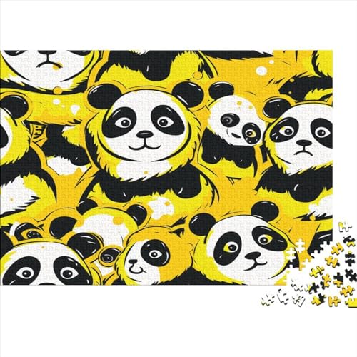 Niedlicher Panda Erwachsene Puzzles 1000 Teile Gelber Panda Family Challenging Spiele Geburtstag Home Decor Lernspiel Entspannung Und Intelligenz 1000pcs (75x50cm) von MekUk