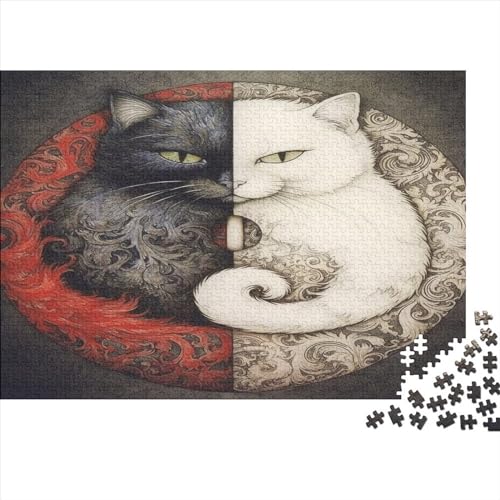 Schwarz-weiße Katze 1000 Teile Tier Für Erwachsene Puzzle Home Decor Educational Spiele Family Challenging Spiele Geburtstag Stress Relief 300pcs (40x28cm) von MekUk