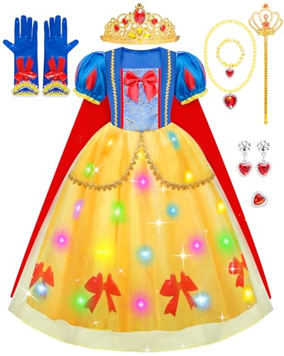 MELAND Gelbes und rotes Prinzessinnenkleid für Mädchen im Alter von 7–8 Jahren von Meland