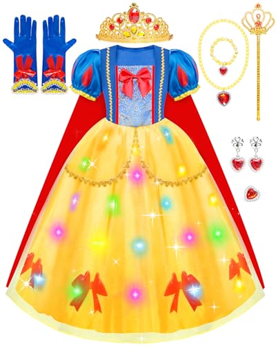 MELAND Gelbes und rotes Prinzessinnenkleid für Mädchen im Alter von 7–8 Jahren von Meland