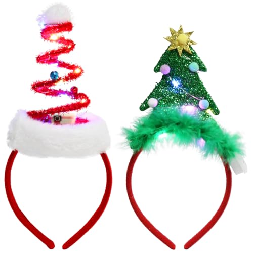 2 Stück Weihnachts haarreif mit LED,Weihnachten Beleuchtete Stirnbänder,Weihnachts Haarschmuck für Kinder und erwachsene,Stirnbänder für Weihnachtsfeiern accessoires von Meleager