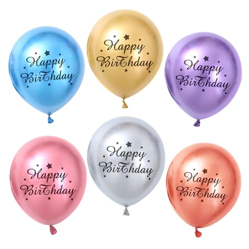 30 Stück Happy Birthday Ballon Bunt Metallic, 12 Zoll Bunt Luftballons Geburtstag, Happy Birthday Luftballon Metallic, Helium Ballons Geburtstag, Luftballons Metallic Deko Party Kindergeburtstag von Meleager