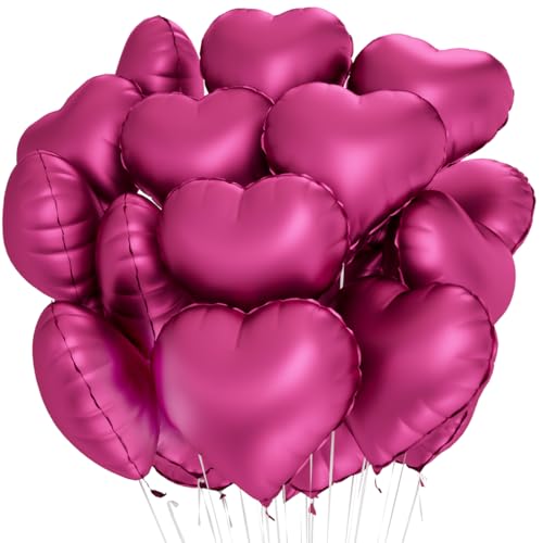 Herz Folienballon Rosa 20 Stück,Herz Helium Luftballons,Heliumballon Herzen,Metall Rosarot Herzluftballons,Herzform Folienluftballon Herzballons für Geburtstag Hochzeit Valentinstag von Meleager