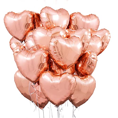 Herz Folienballon Rosegold 20 Stück,Herz Helium Luftballons,Heliumballon Herzen,Herzluftballons,Herzform Folienluftballon Herzballons für Geburtstag Hochzeit Verlobung Brautdusche Valentinstag von Meleager