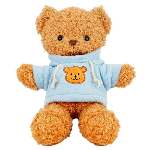 Kuscheltier Teddybär Plüschtier, kuscheltier bär mit Kapuze，Stofftier Schmusetier zum Kuscheln & Spielen, Plüschtier Teddybär Geschenk, Teddybär Plush Dekoration für Jungen und Mädchen (Blau 30cm) von Meleager