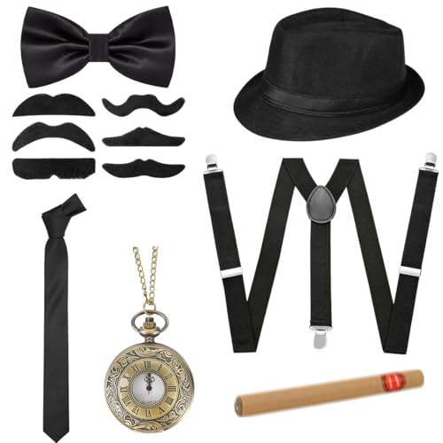 Meleager 20er Jahre Kostüm Herren Accessoires, Mafia Kostüm Herren, Karneval Kostüm Herren, Gatsby Herren Accessoires für Karneval Partys von Meleager