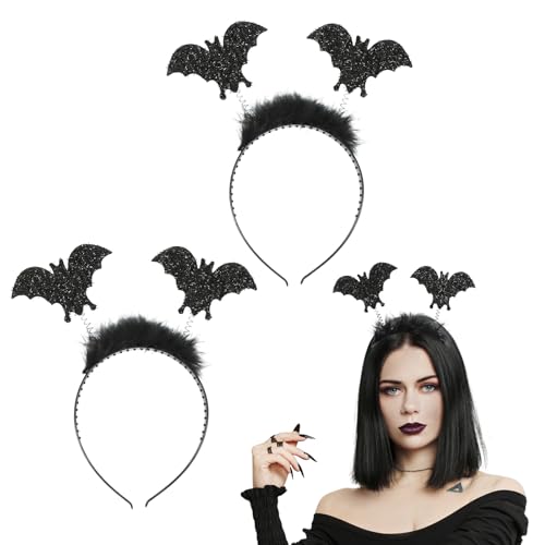 Meleager 2PCS Fledermaus Haarreif, Fledermaus Ohren, Halloween Haarreif Fledermaus, Halloween Haarreif Damen, Halloween Kopfschmuck, Fledermaus Kostüm Accessoires für Halloween, Karneval von Meleager